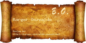Barger Oszvalda névjegykártya